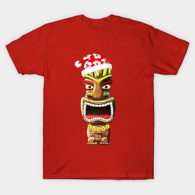 Hawaiian Christmas Santa Tiki T-Shirt by macdonaldcreativestudios